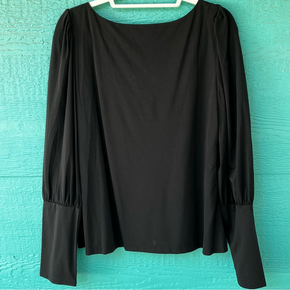 Tuckernuck Pomander Place Black Blouse Bishop Sleeves XL Lined - Picture 3 of 6